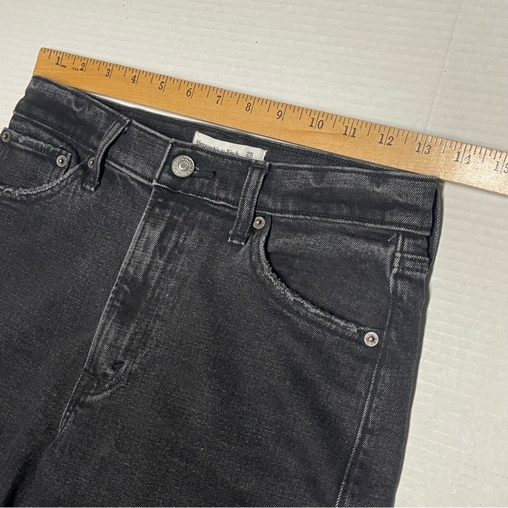 Abercrombie Fitch The Mom High Rise Distressed Jeans Sz 27x26 Black Grunge - Picture 6 of 8